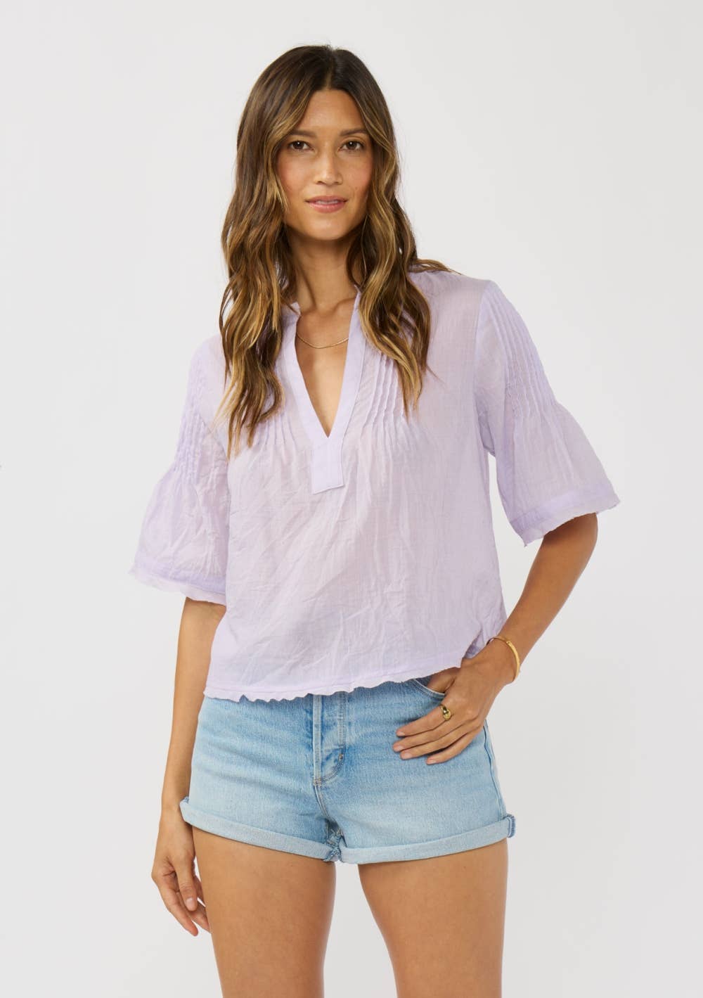 Lilac Split-Neck Top