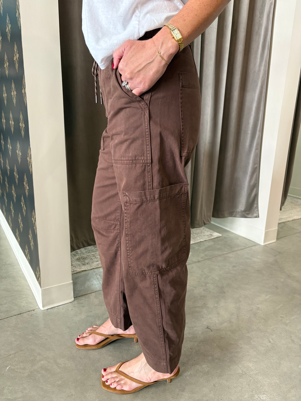 Brown Sabrina Curved Utility Pant
