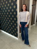 Cream Geneva Sweater with Multi-Stripe