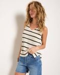 Coastal Striped Sweater Tank: Cream/Black Stripe