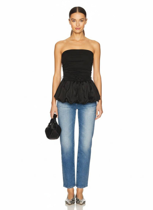 Black Tube Top with Twisted Belt