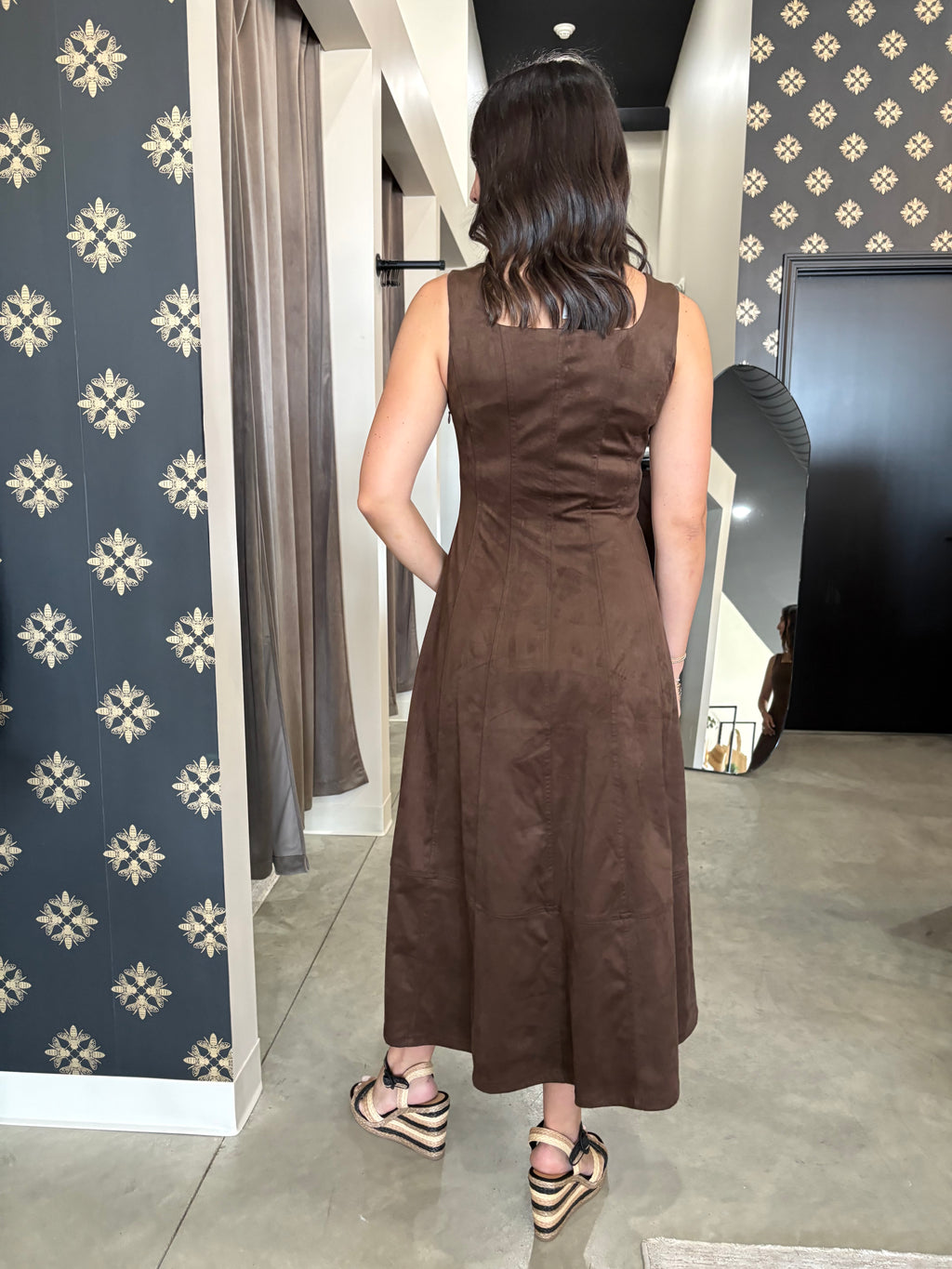 Madalyn Faux Suede Midi Dress