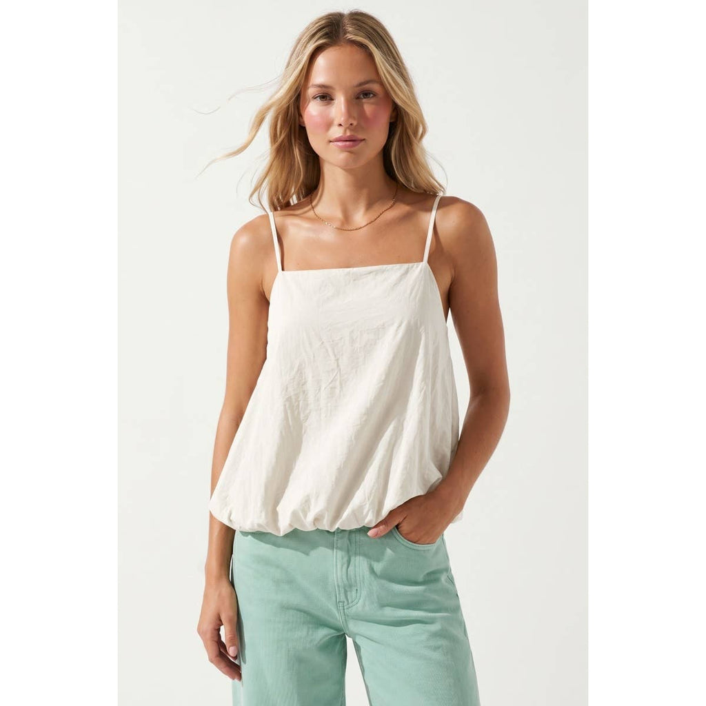 Off White Cami with Bubble Hem
