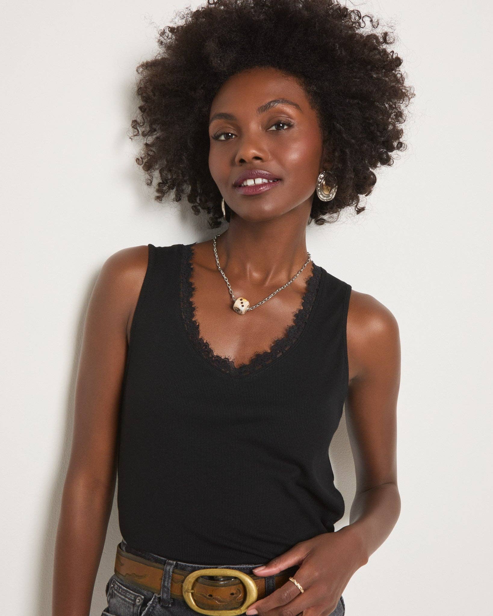 Black Lace Trim Tank