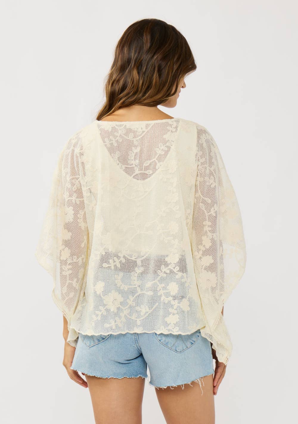 Embroidered Tie-Front Cover-Up