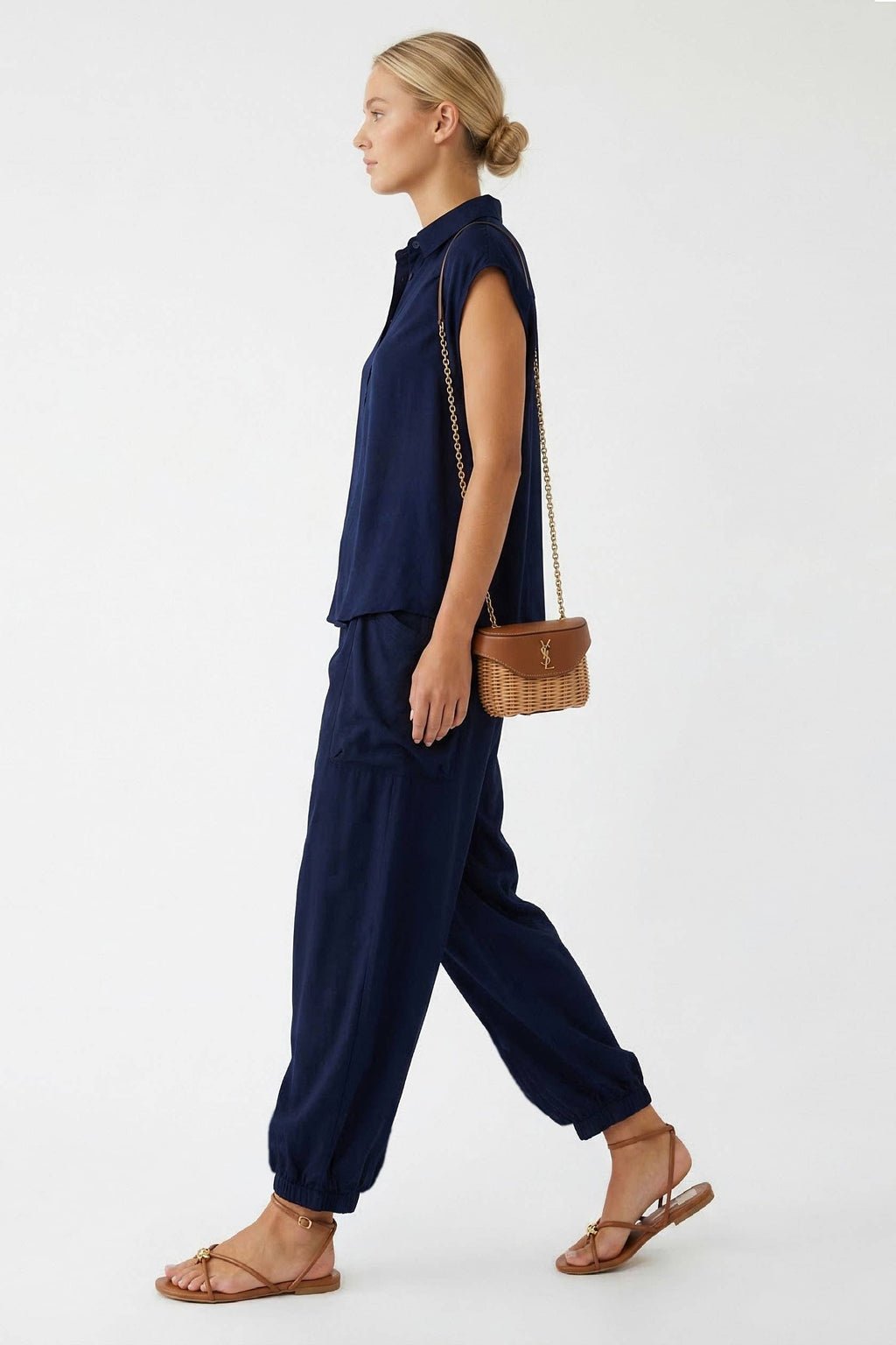 Blue Relaxed Chic Harem Pants