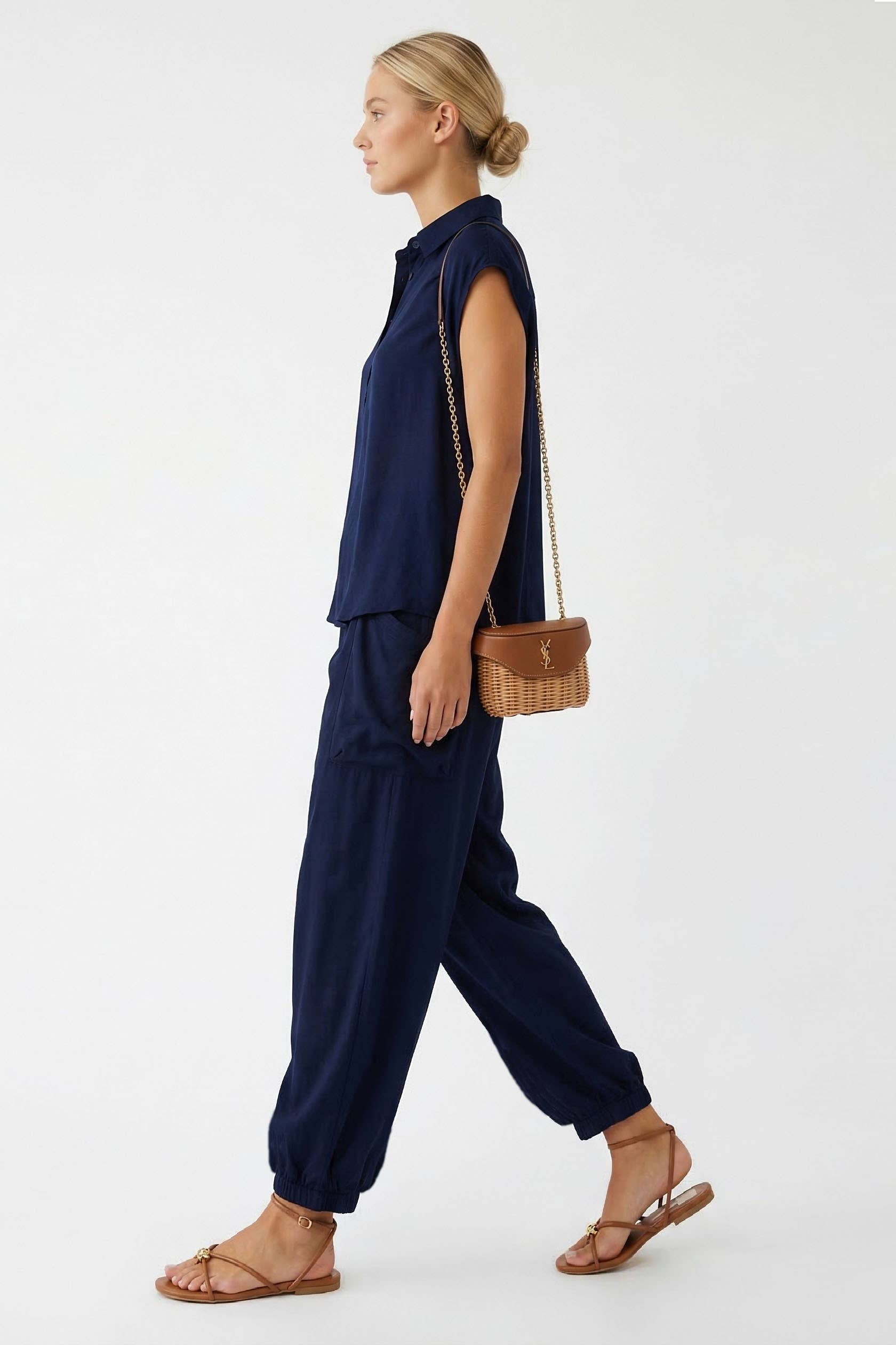 Blue Relaxed Chic Harem Pants