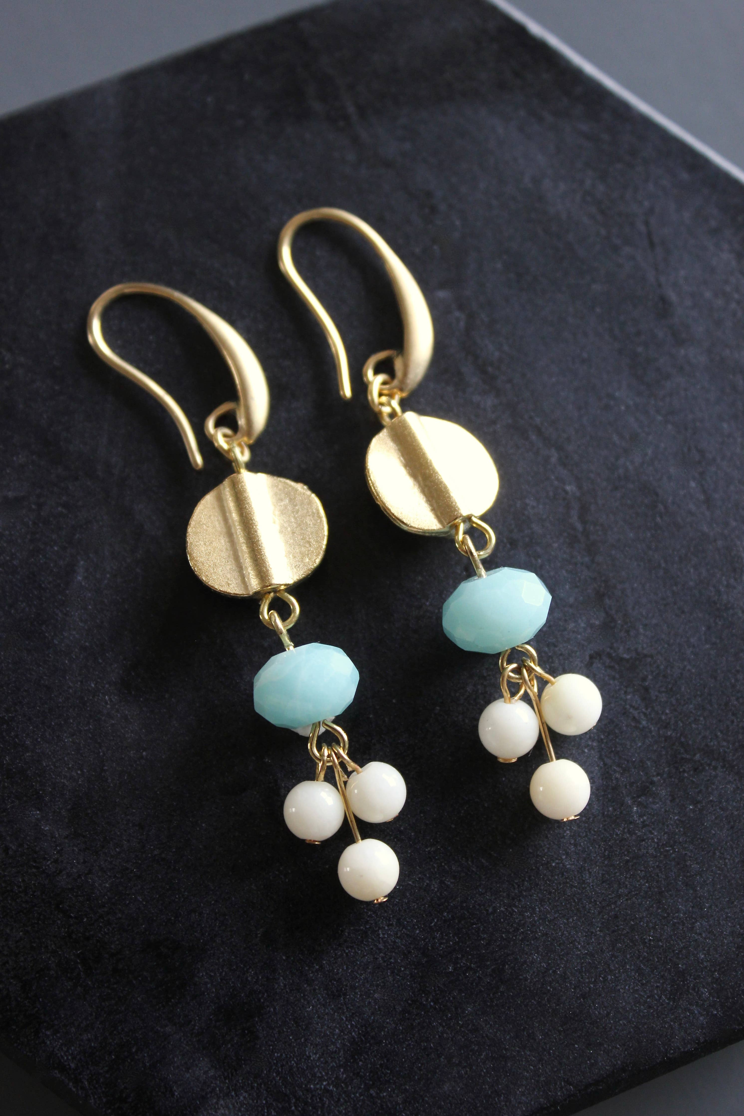 Amazonite and glass earrings