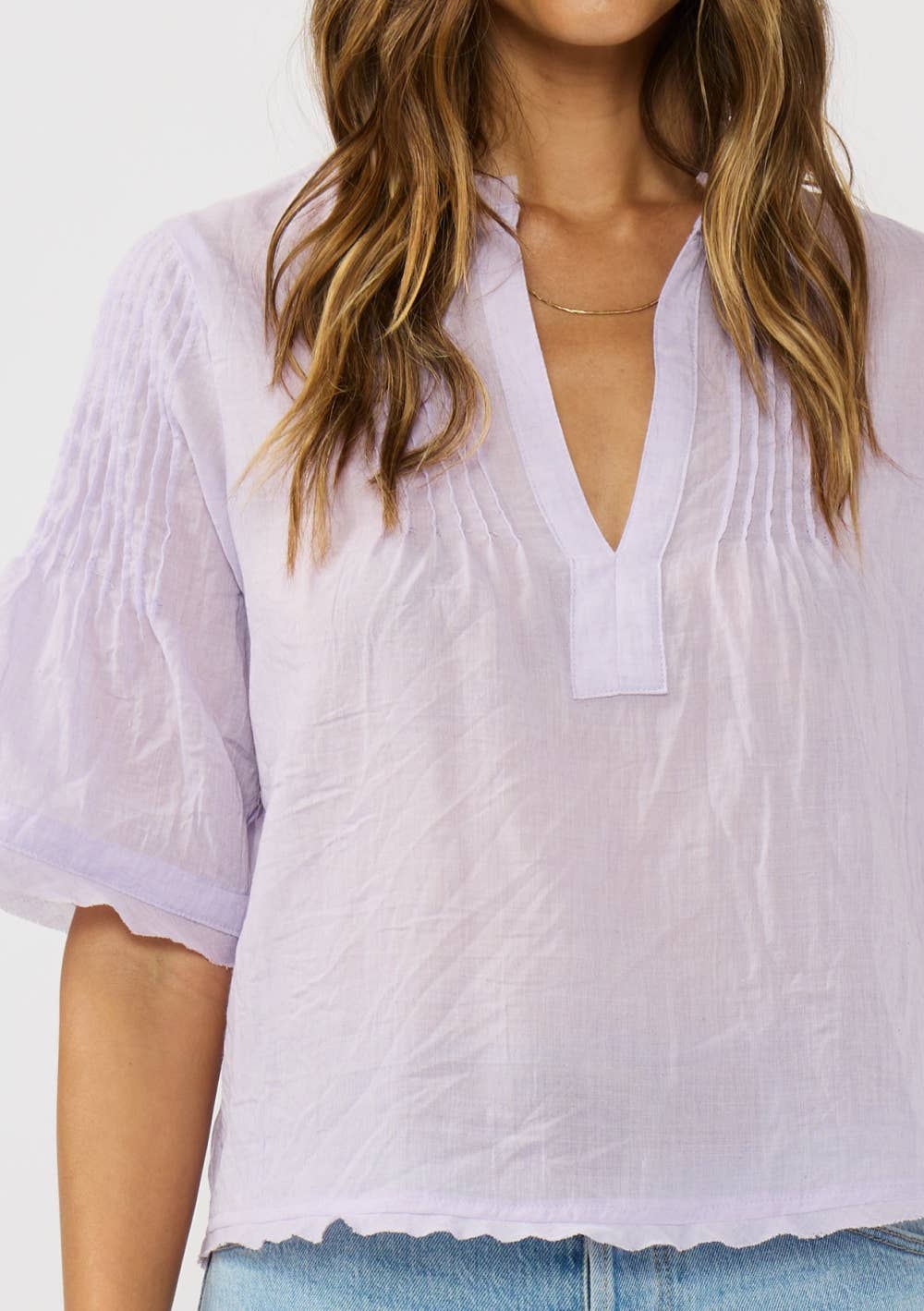 Lilac Split-Neck Top