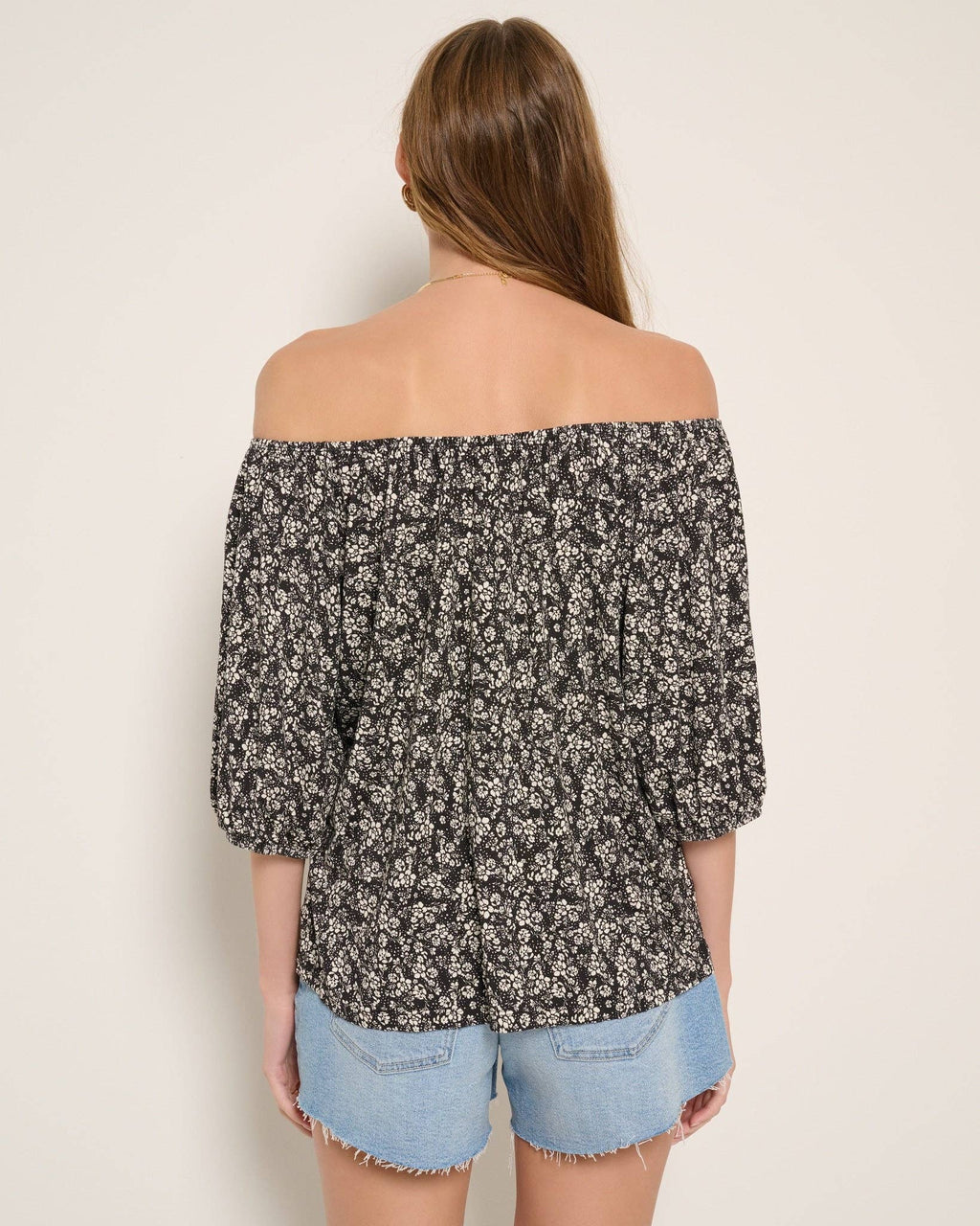 Honey Top: Black Floral
