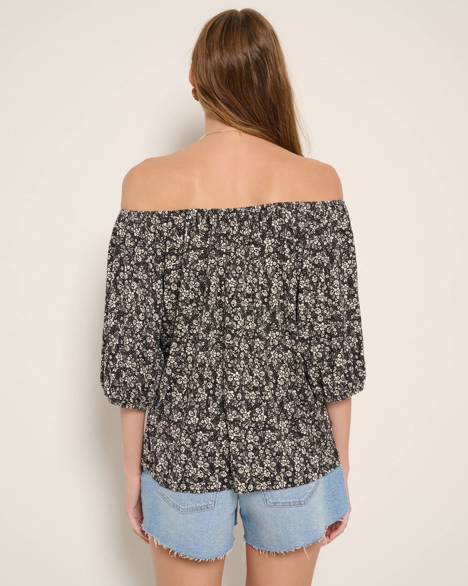 Honey Top: Black Floral