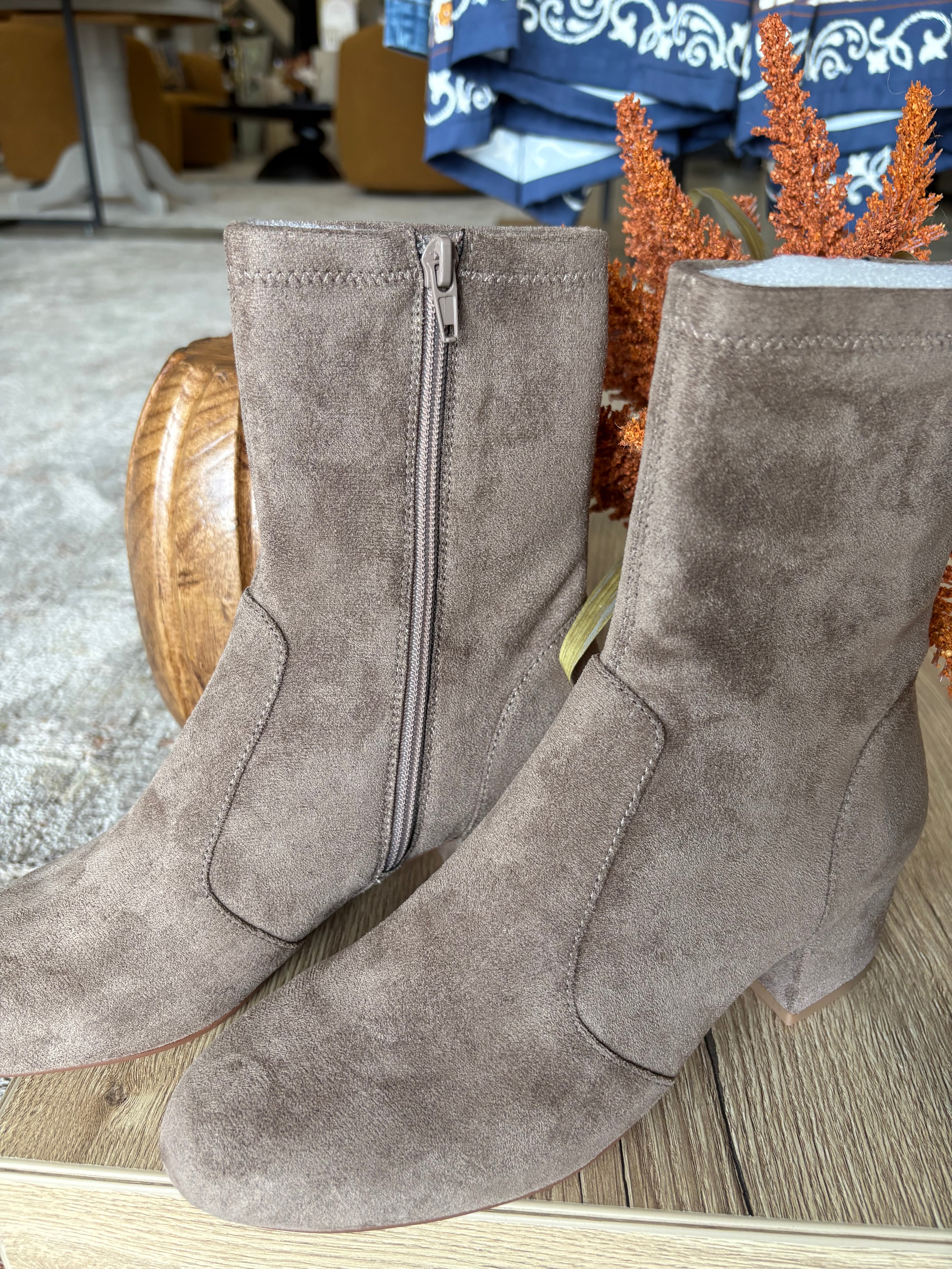 Silent D Goldie Taupe Stretch Suede Boot