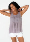 Lilac Lace Trim Scoop Neck Tank