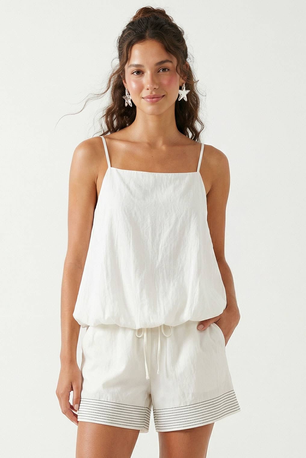 Off White Cami with Bubble Hem