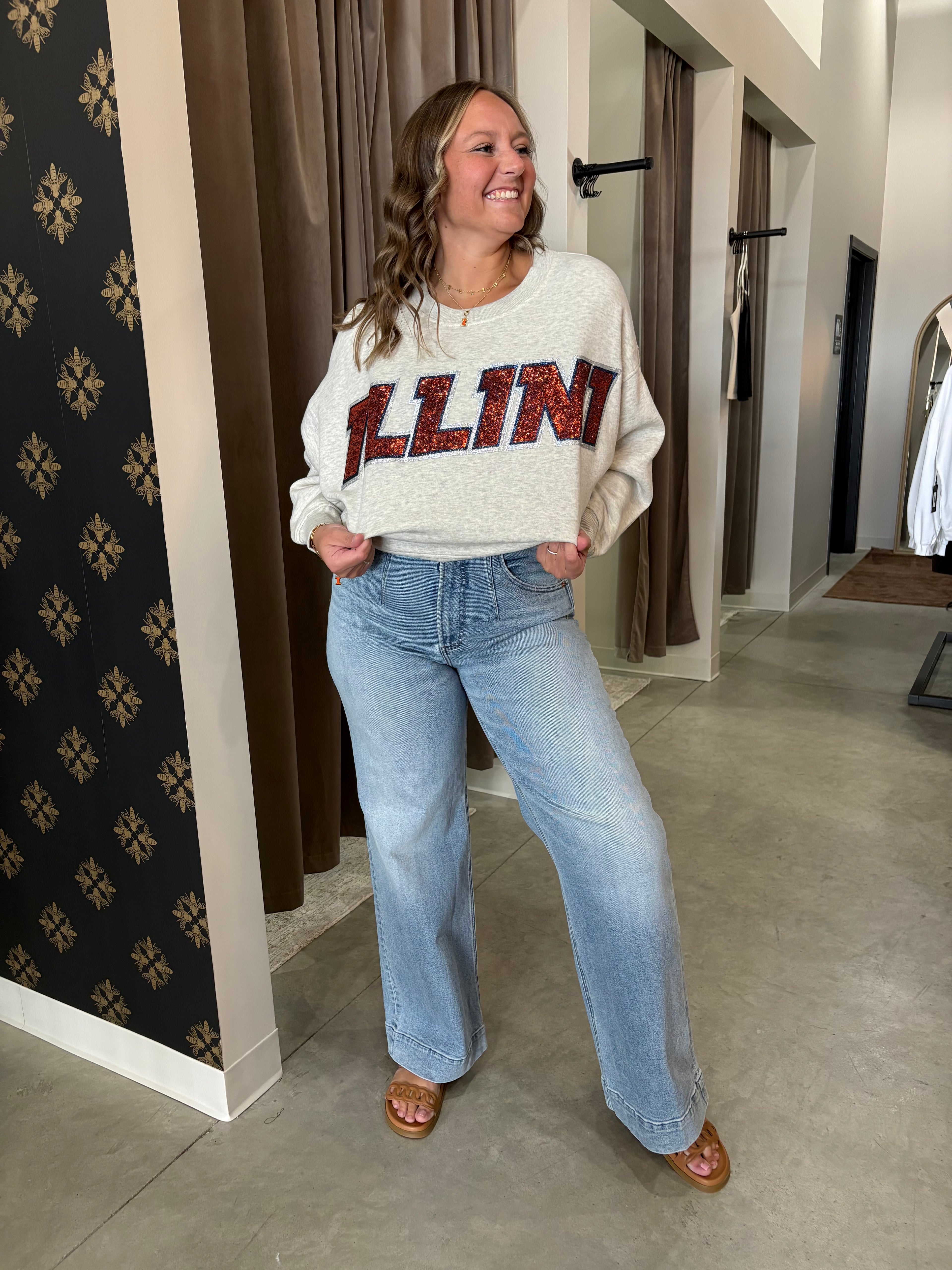 Light Grey Sparkle Illini Sweatshirt