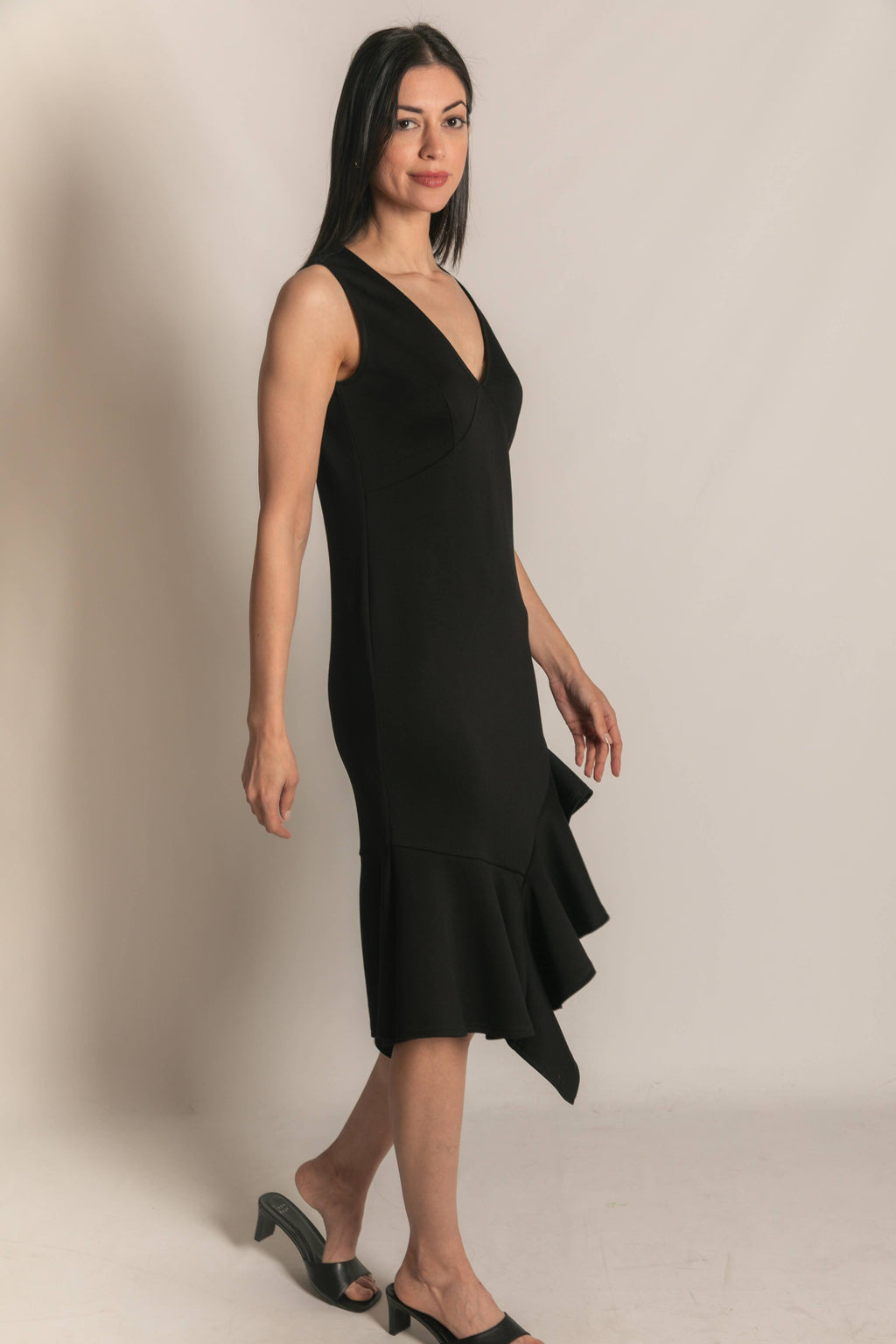 Black Bottom Sleeveless Midi Dress