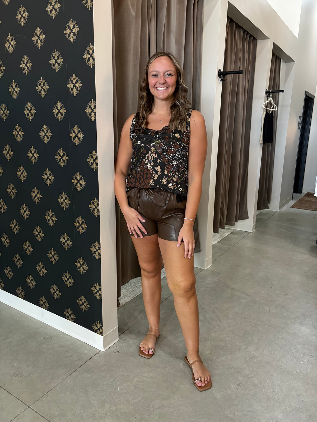 Rustic Brown Lace Cami V-Neck