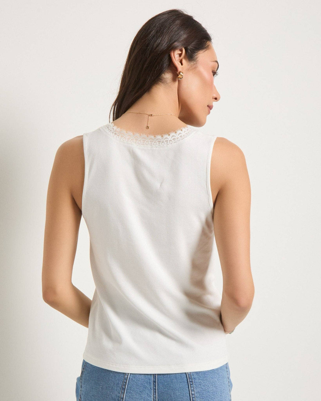 White Lace Trim Tank