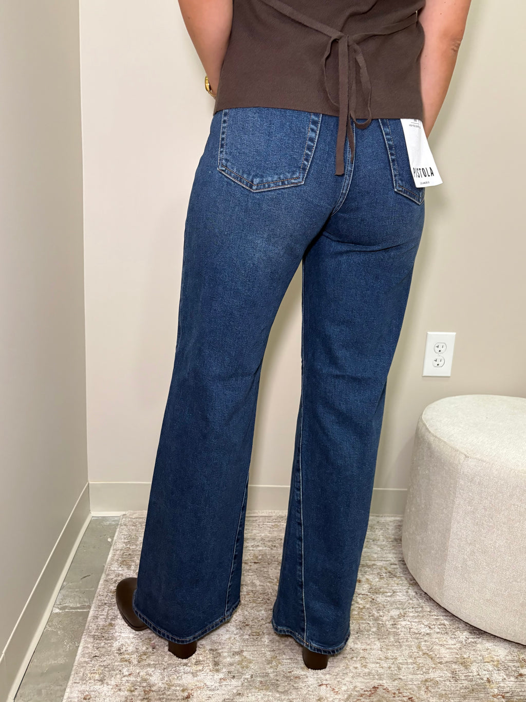 Kyra High Rise Bowed Wide Leg-Inkwell