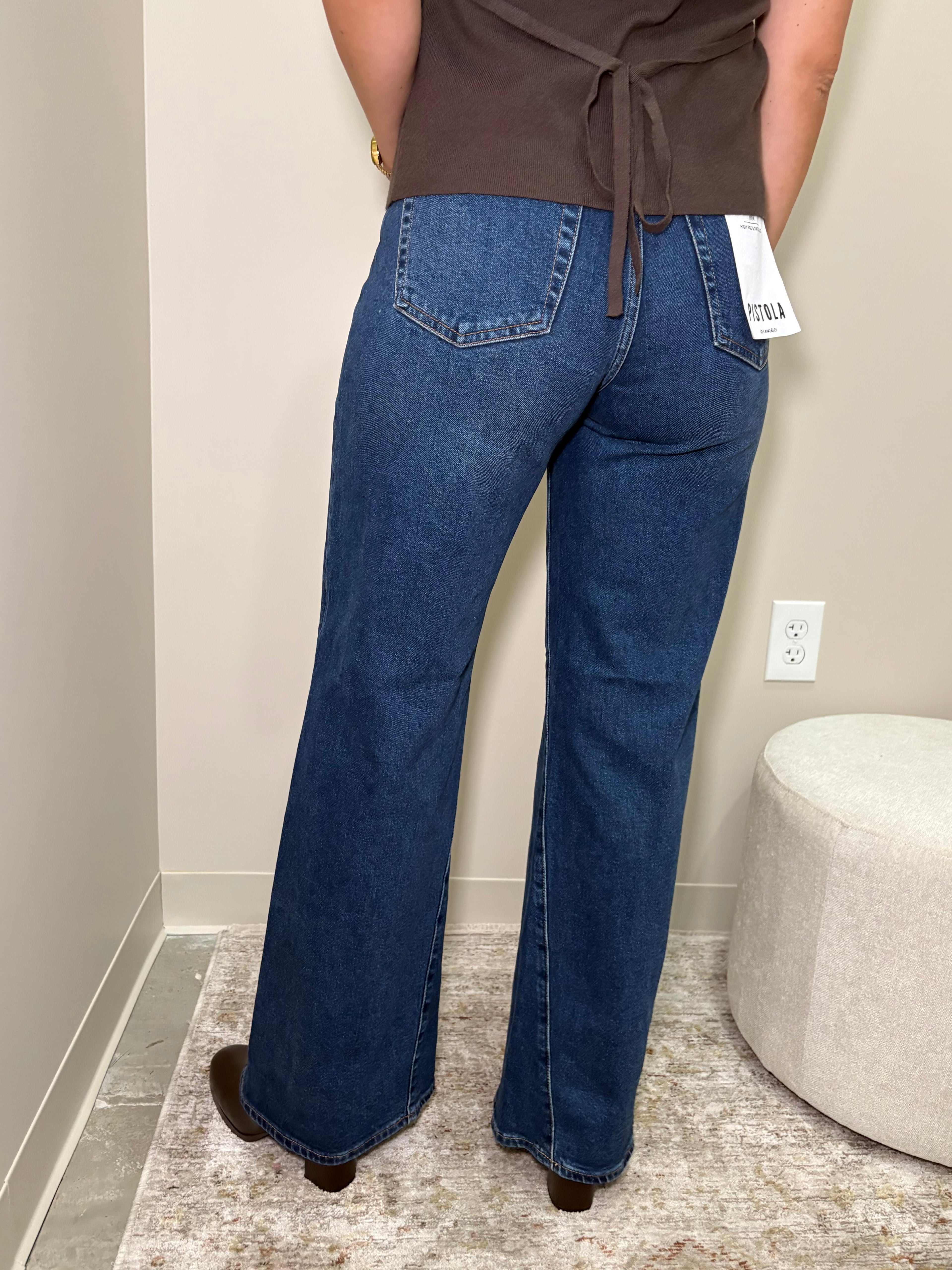 Kyra High Rise Bowed Wide Leg-Inkwell
