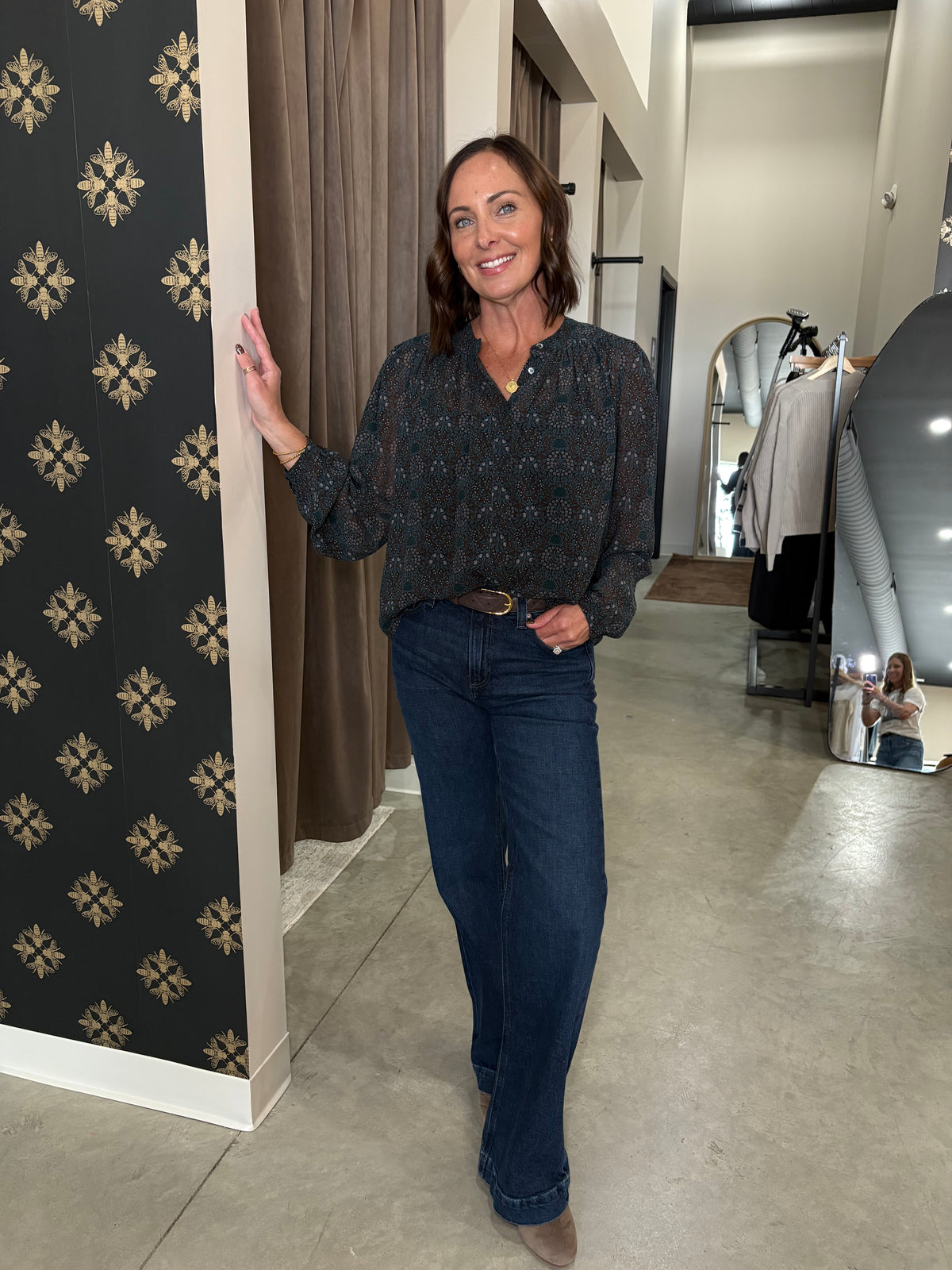 Suri Blouse Dark Blue Multi