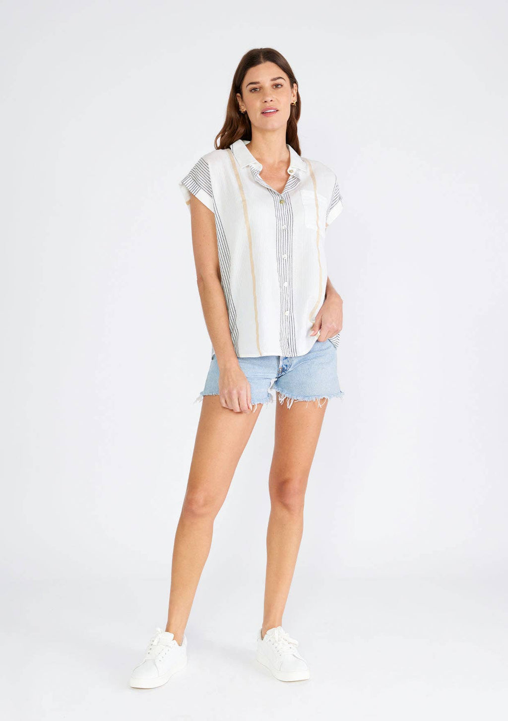 Striped Short Sleeve Button Down