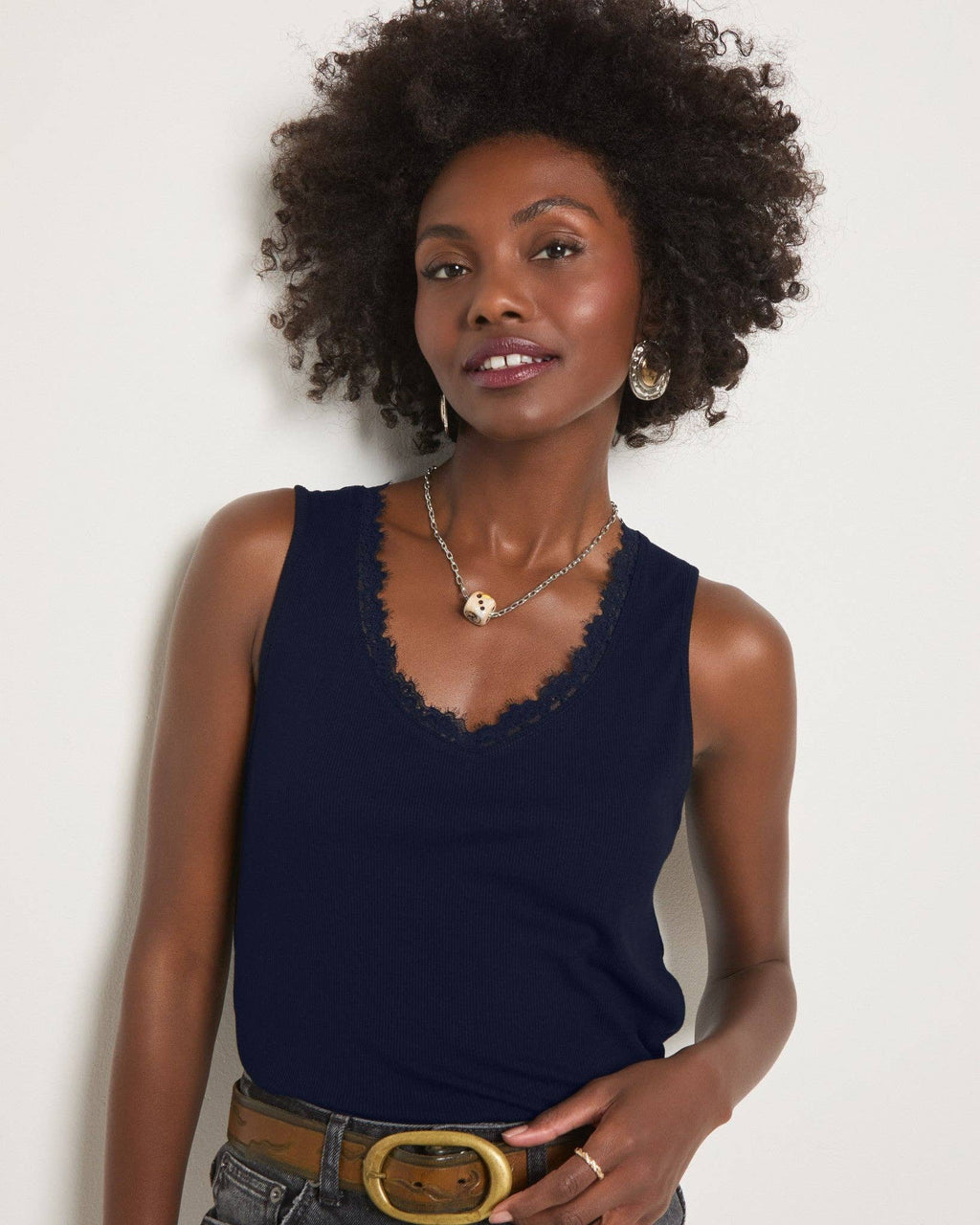 Black Lace Trim Tank