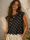 Midnight Scallop Crochet Shell