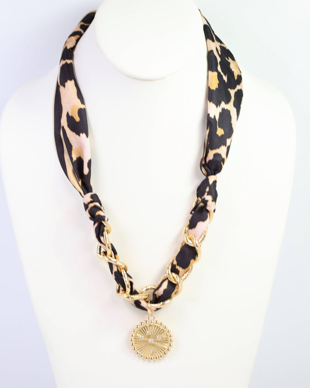 Sarah Scarf Charm Necklace Brown