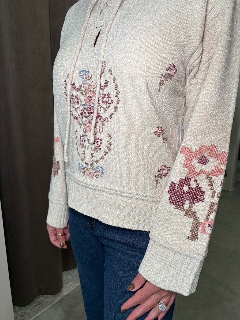 Lace Up Mock Neck Sweater