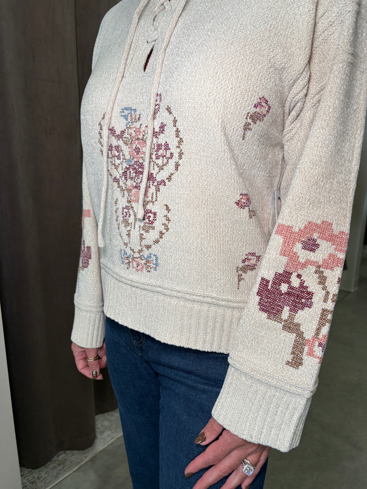 Lace Up Mock Neck Sweater