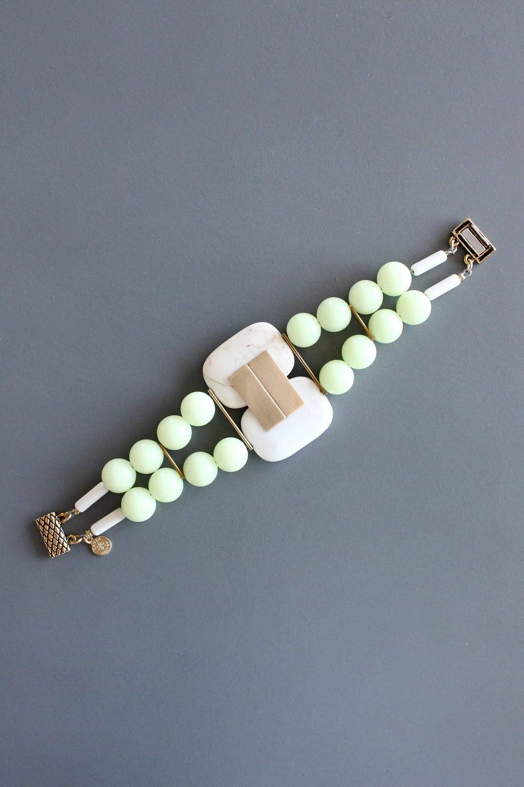 White turquoise and celadon Artdeco bracelet