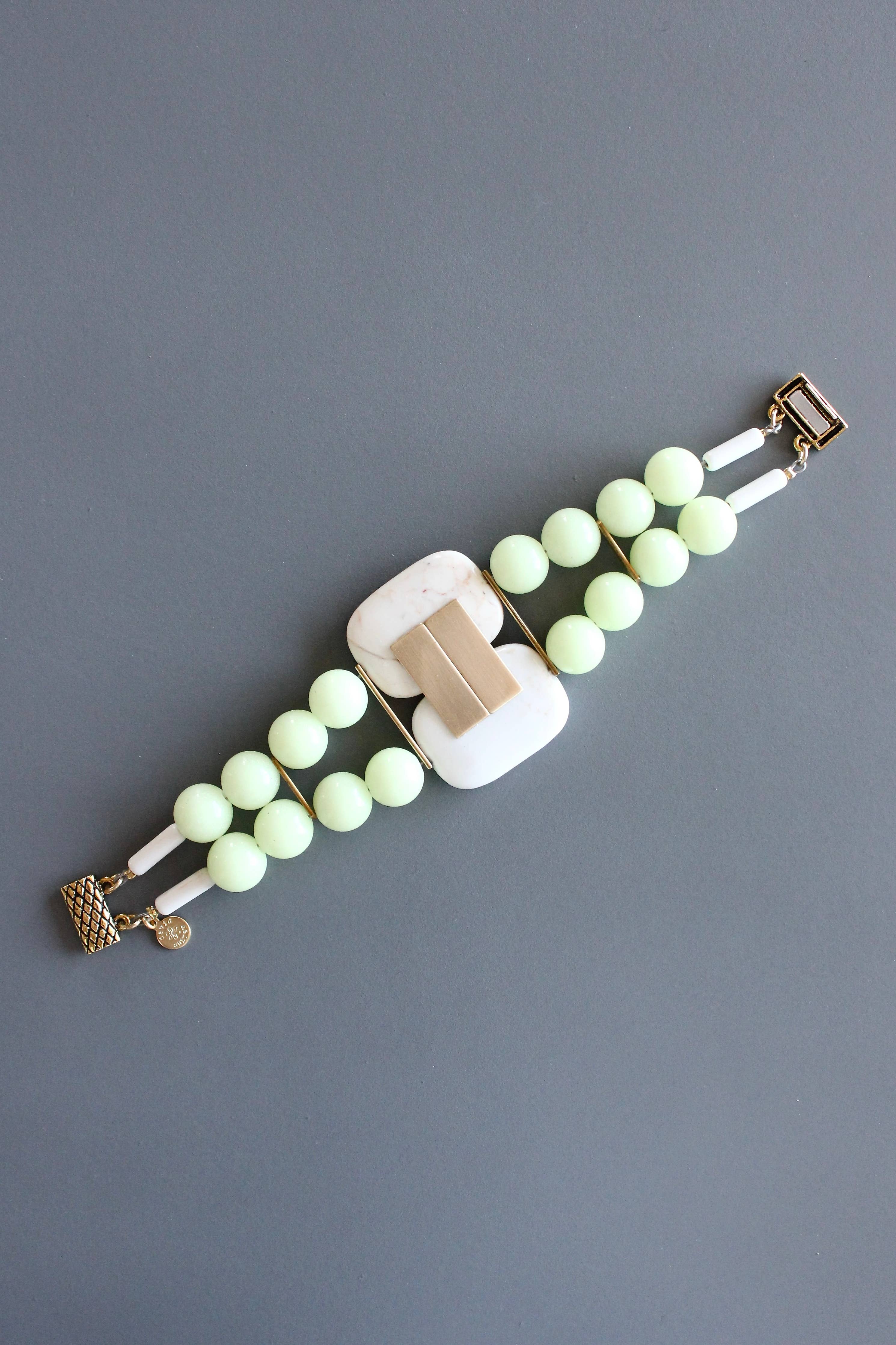 White turquoise and celadon Artdeco bracelet