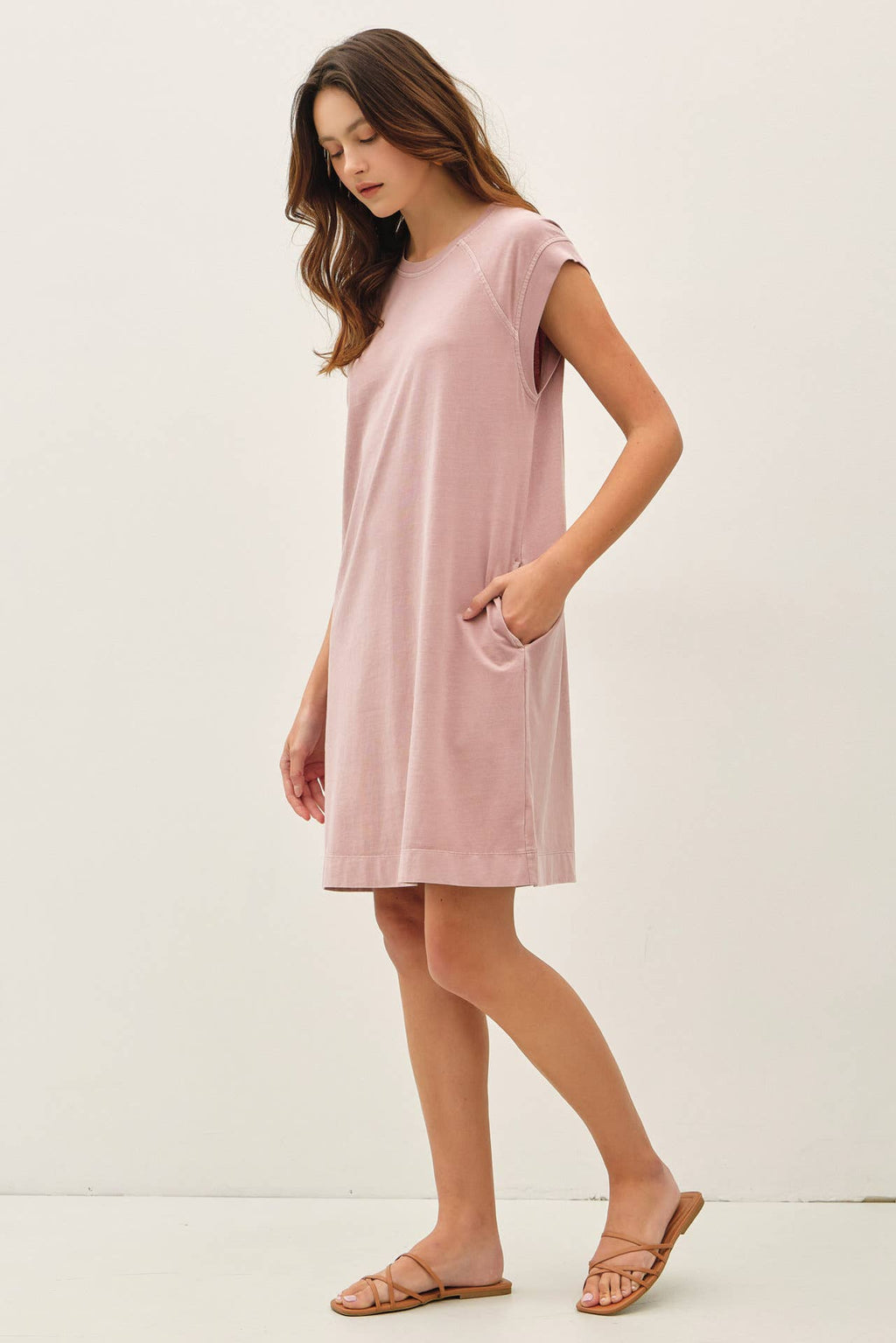 Dusty Pink Jersey Casual Dress