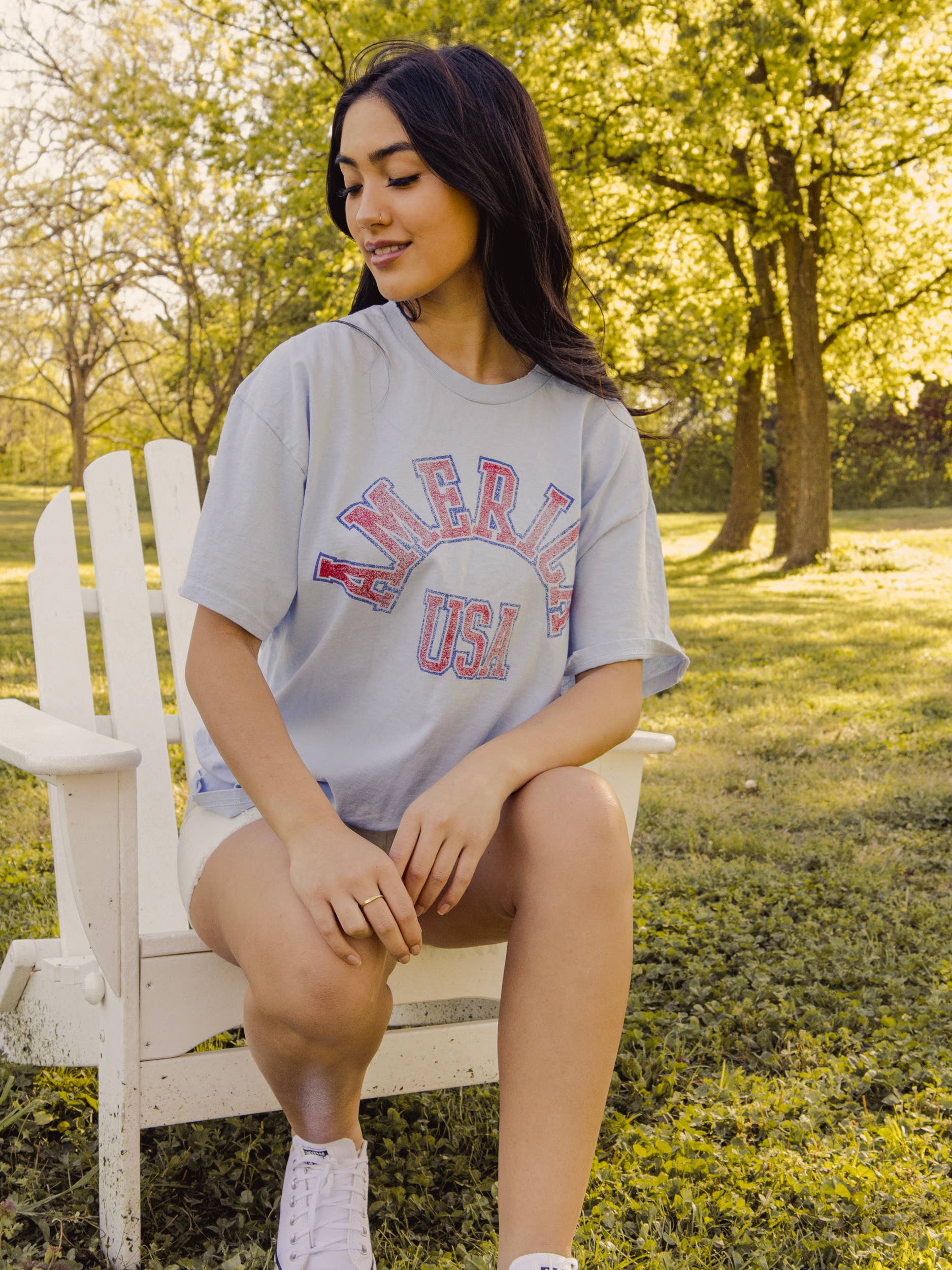 Light Blue America USA T