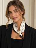 Satin scarf with magnetic pearl clasp