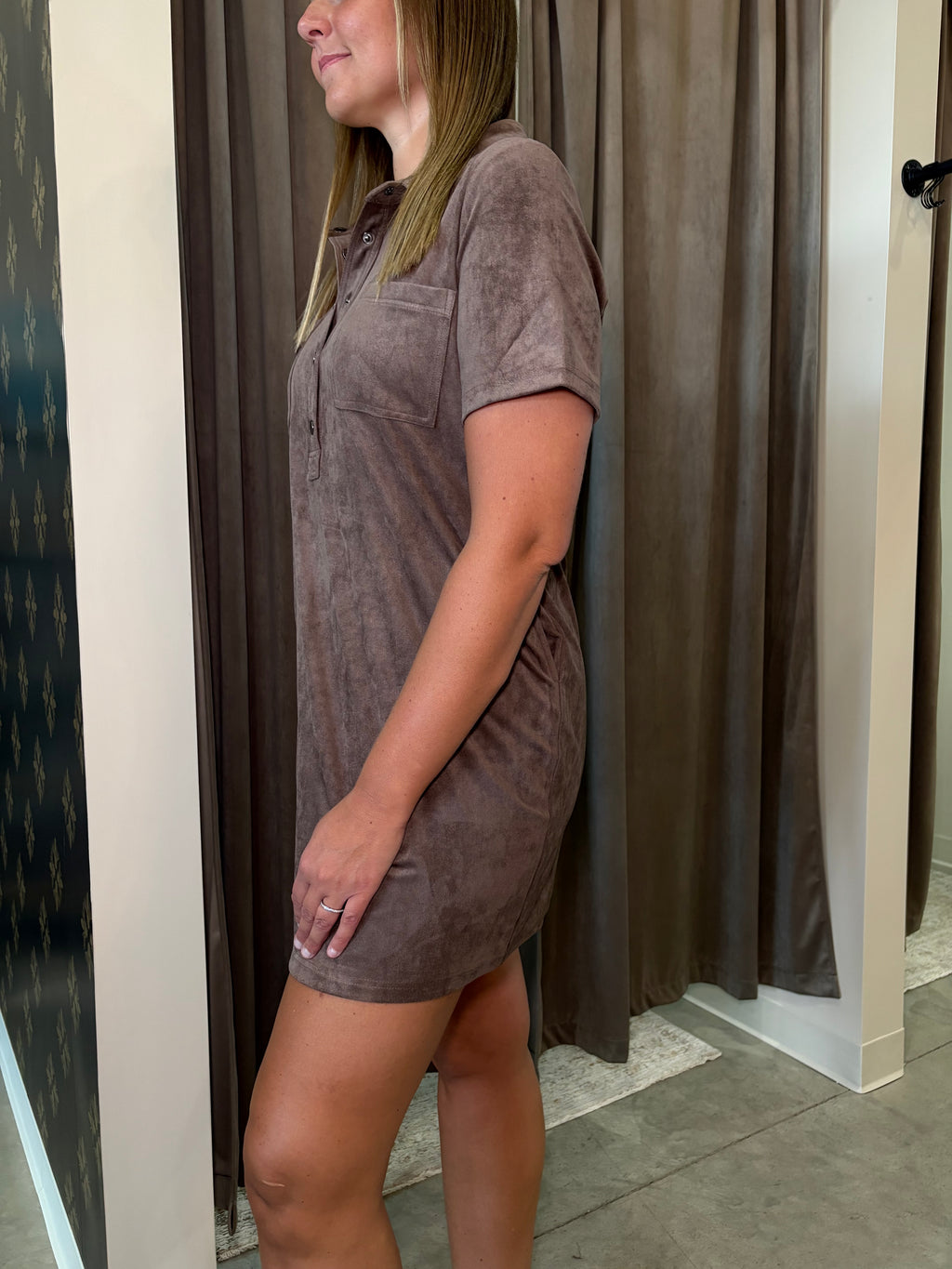 Suede Polo Dress
