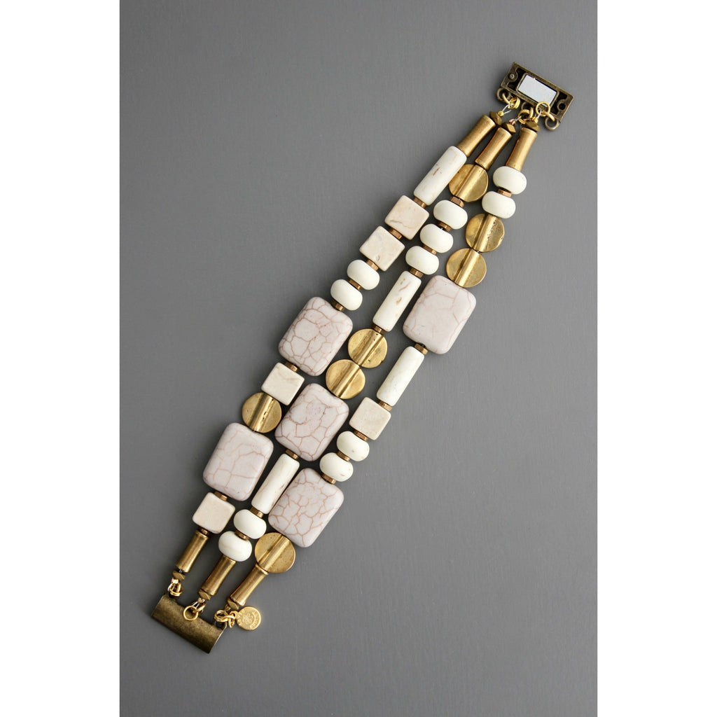 Magnesite brass triple bracelet