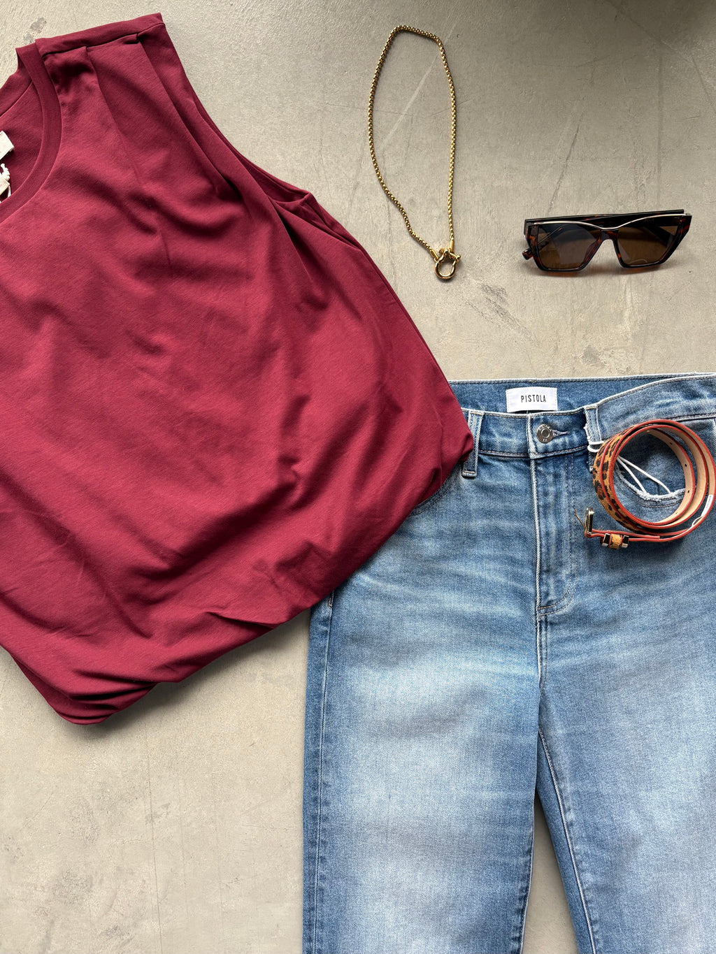Cherry Lacquer Bubble Muscle Tank