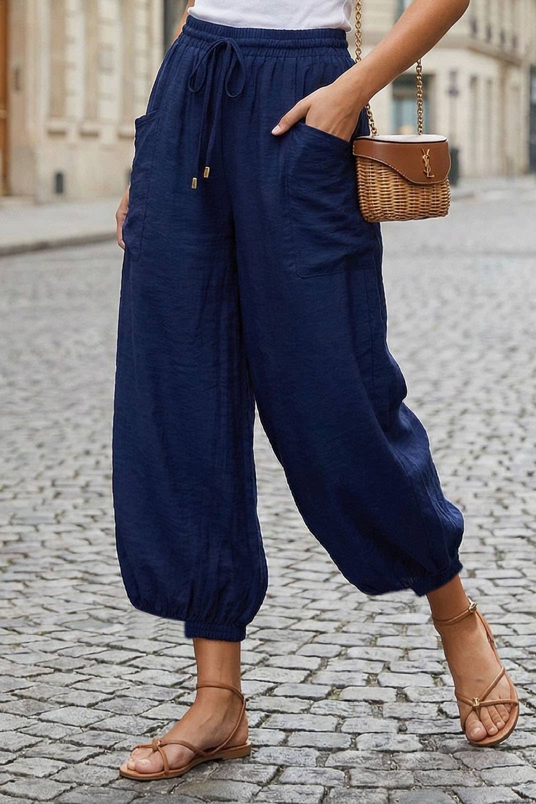 Blue Relaxed Chic Harem Pants