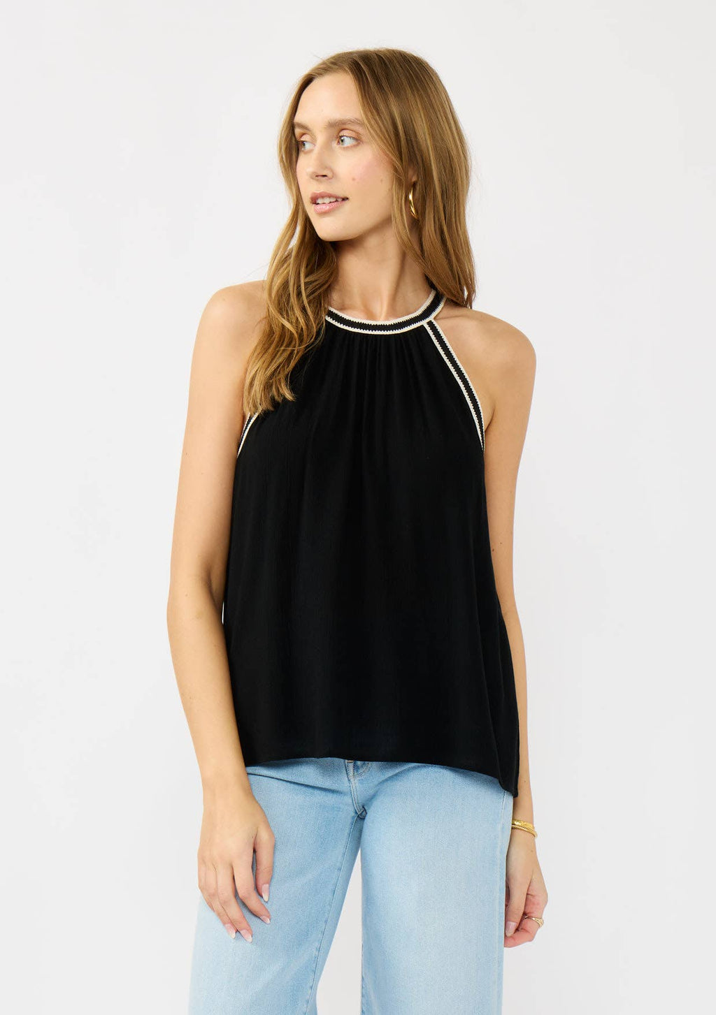 Crochet Lace Trim Halter Tank
