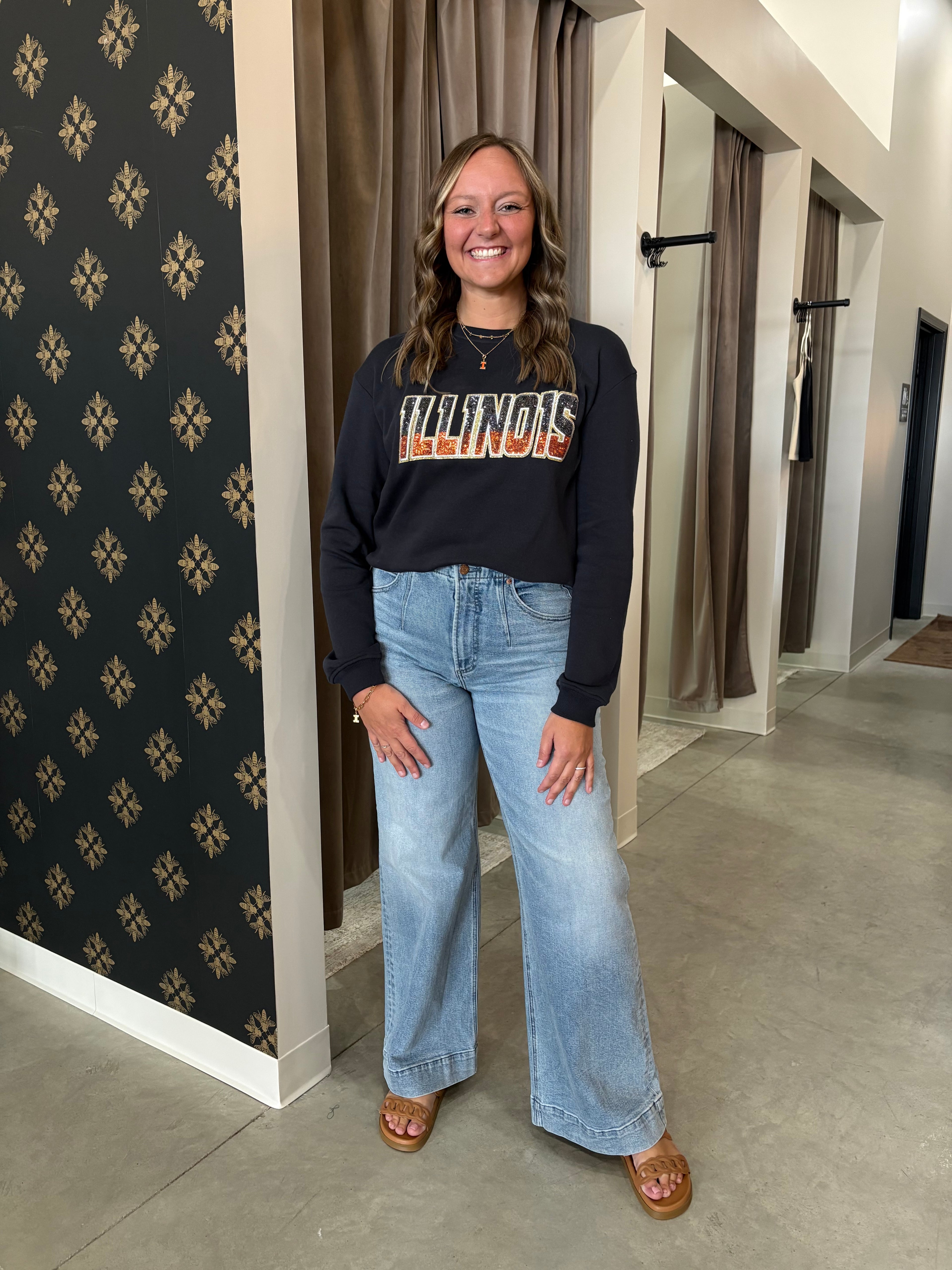 Illinois Navy Crewneck