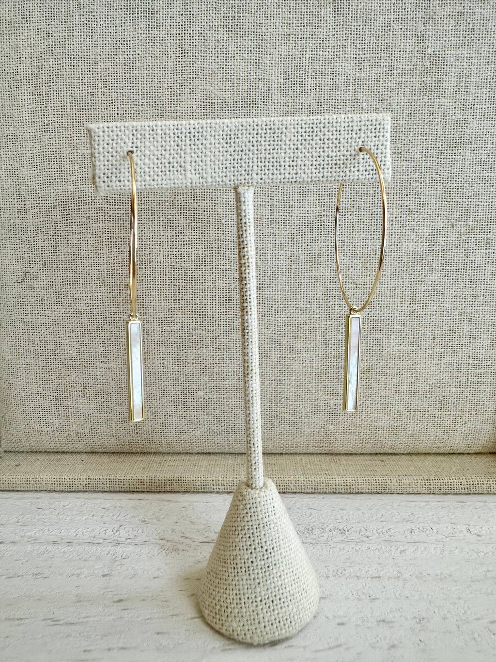 Mother of Pearl bar hoops