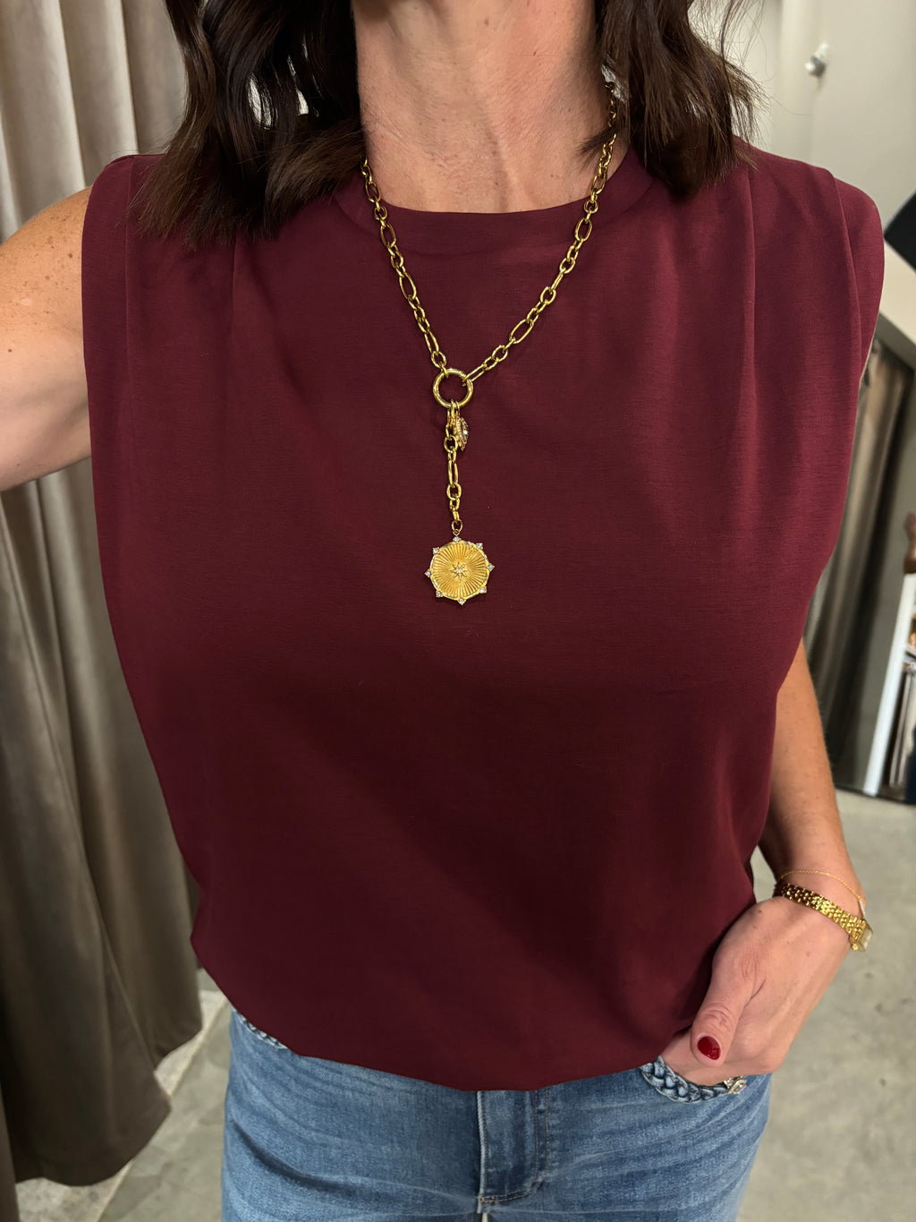Cherry Lacquer Bubble Muscle Tank