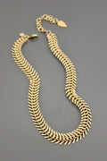 DOR215 18k matte gold fish bone necklace