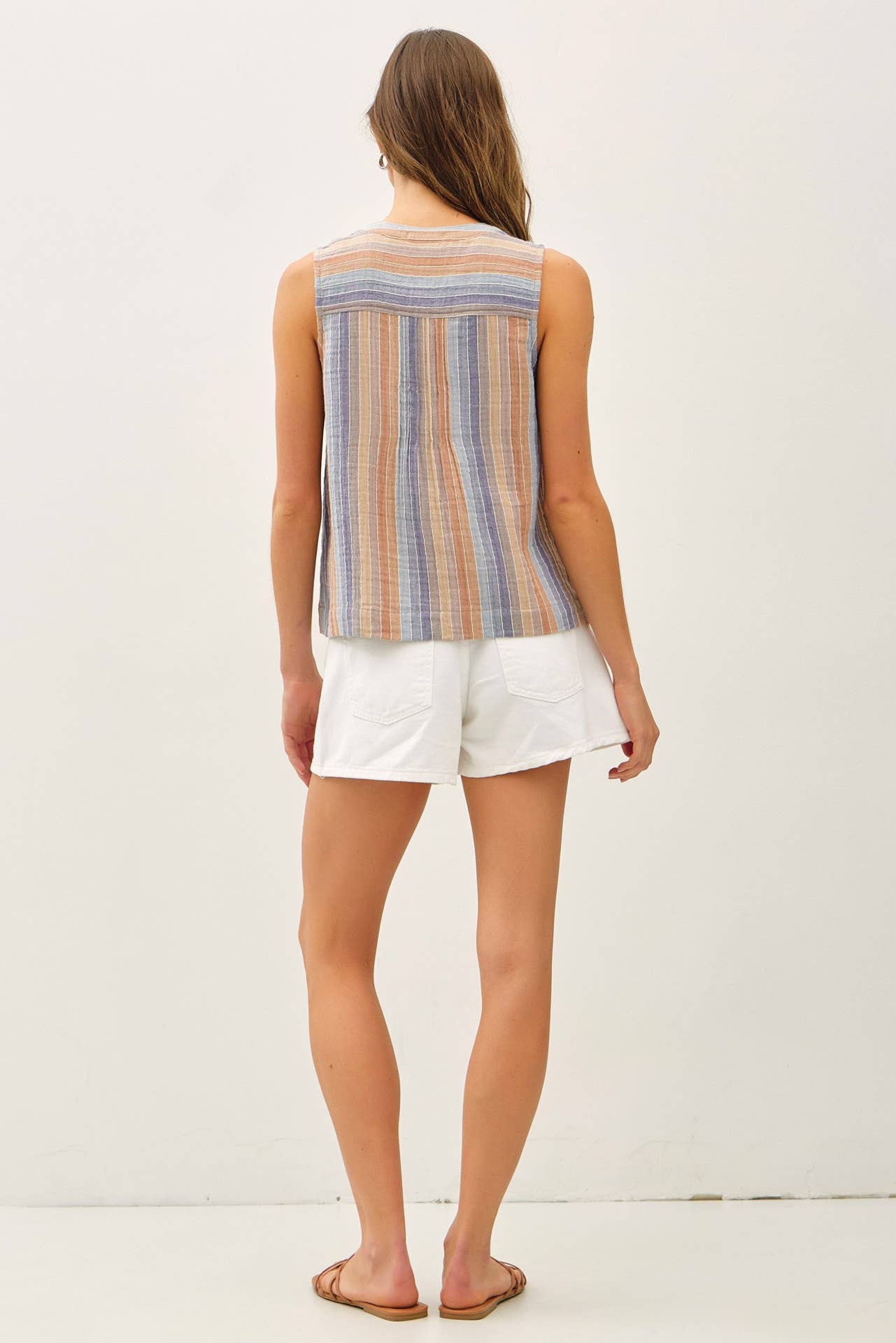 MULTI COLOR STRIPED GAUZE TOP
