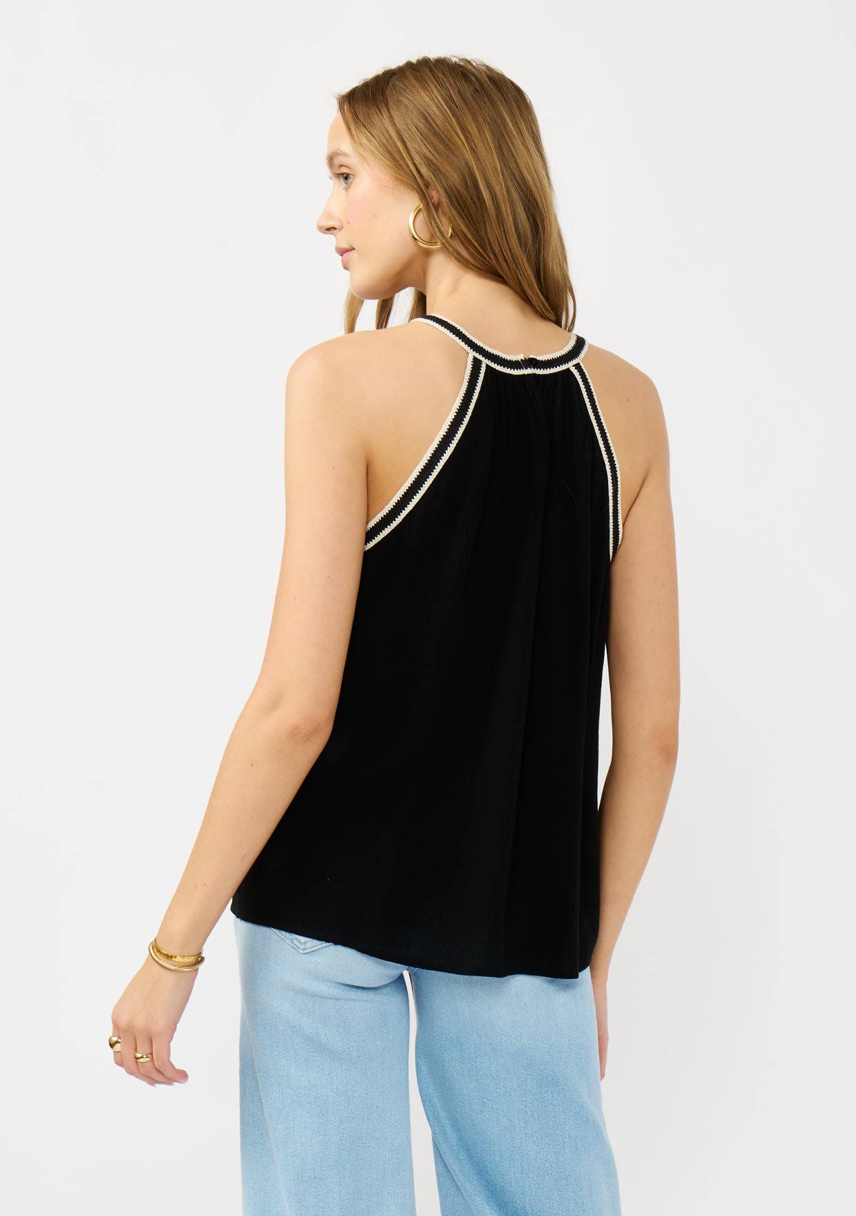 Crochet Lace Trim Halter Tank
