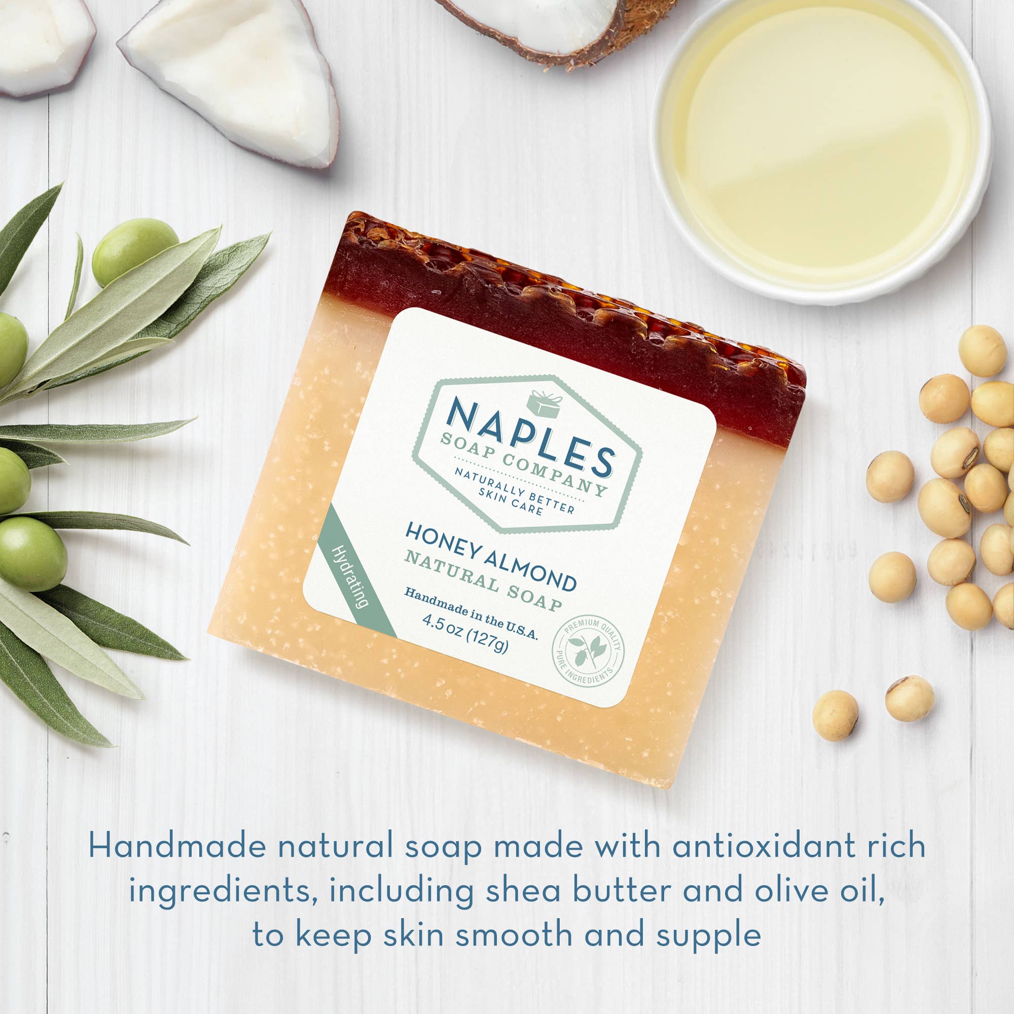 Honey Almond Natural Bar Soap for Face and Body