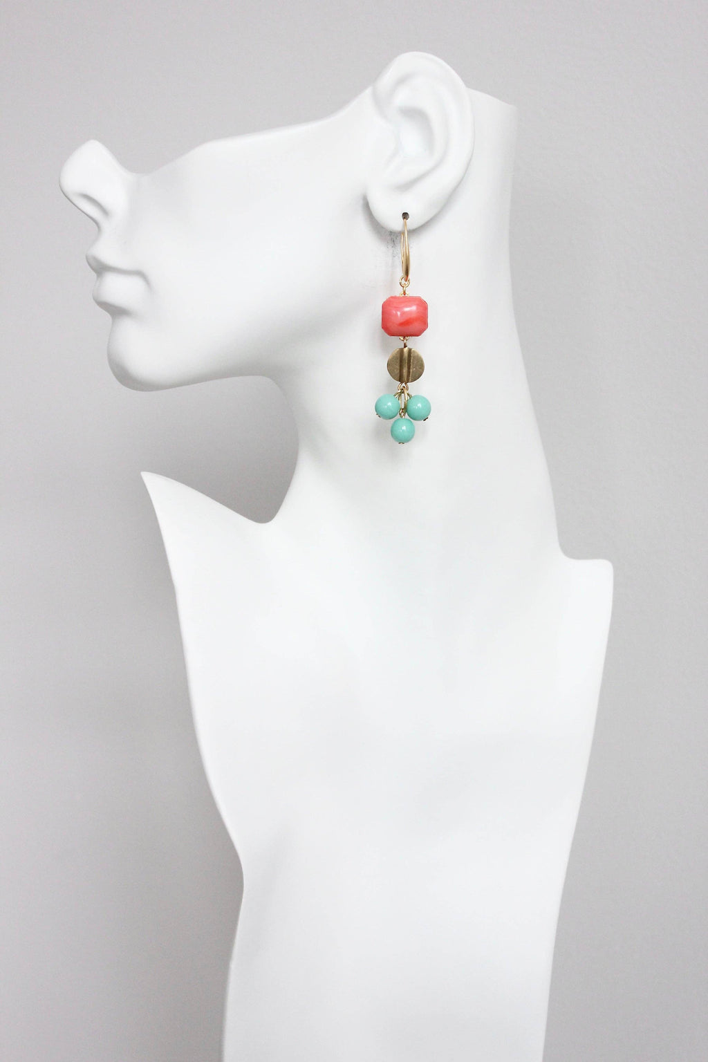 Salmon and turquoise earrings