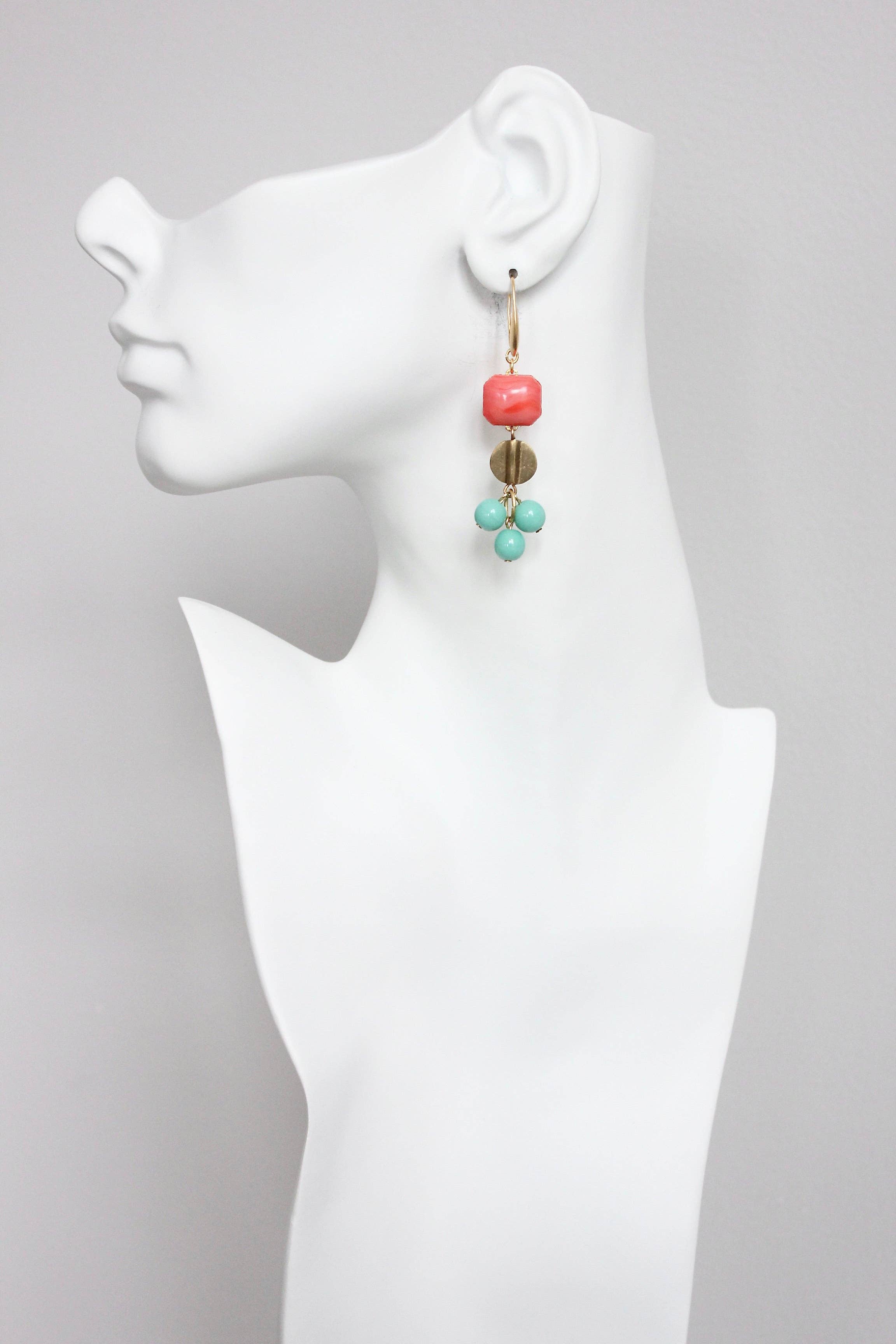 Salmon and turquoise earrings